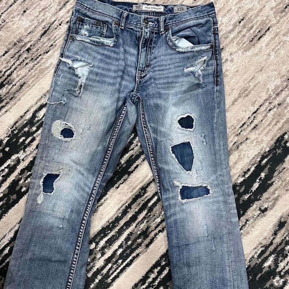 BKE Derek Jeans‎ Mens 32R Regular Fit Straight Blue Cotton Denim